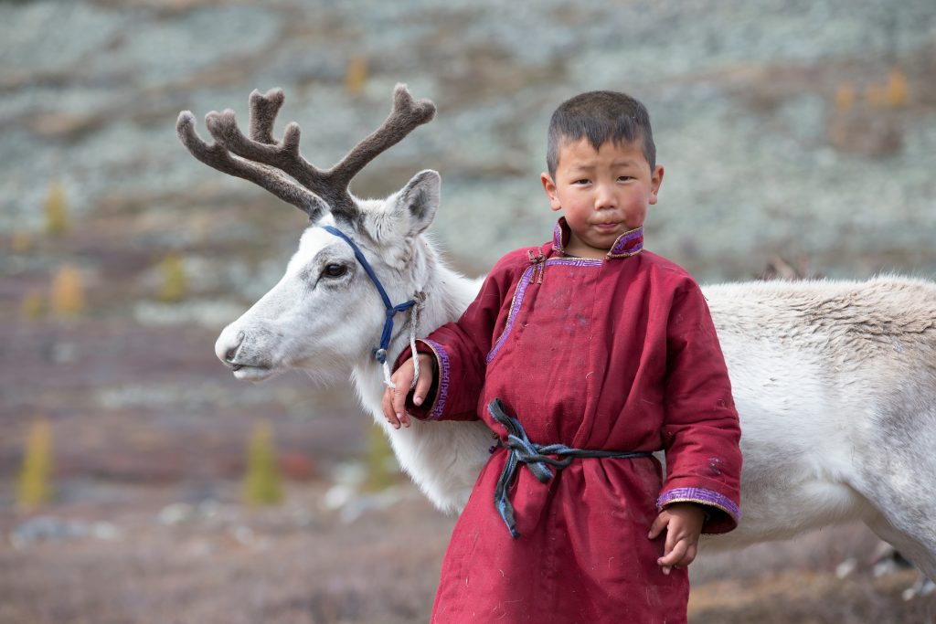 Enfant avec un renne